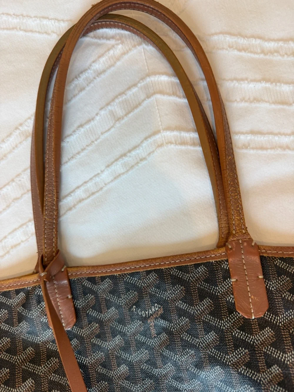 Authentic GOYARD ST. LOUIS TOTE PM, Black and Tan - Picture 3 of 15